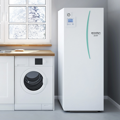 Ecodan på vaskerom. Foto.