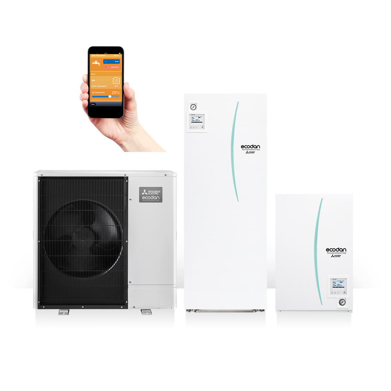 Vannbåren Varme Løsning. Inne og utedel. Foto.