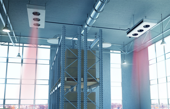 Aircondition i taket på et lager. Foto.